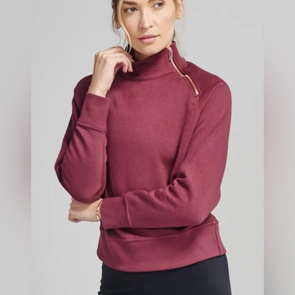 TASC Transcend Side Zip Sweatshirt Burgundy size M Womens